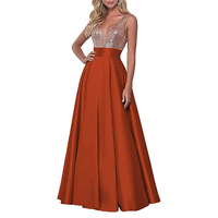 Funki Buys | Dresses | Women's Satin Sequin Evening Dress