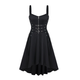 Funki Buys | Dresses | Women's Gothic Buckled Strap Lace Up Midi Dress