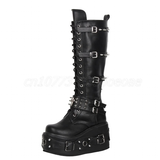 Funki Findz | Boots | Women's Gothic Buckle Rivet Wedge Boots