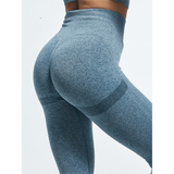 Women's High Waist Soft Smile Yoga Pants - Blue - Fitness Leggings - XXL - Polyester Spandex - image 25