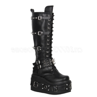 Funki Findz | Boots | Women's Gothic Buckle Rivet Wedge Boots