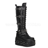 Funki Findz | Boots | Women's Gothic Buckle Rivet Wedge Boots