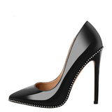 Funki Buys | Shoes | Women's Patent Black Studded Stilettos