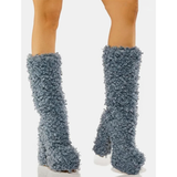 Funki Buys | Boots | Women's Knee-High Fuzzy Platform Boots