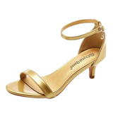 Funki Buys | Shoes | Women's Gold Rhinestone Low Wedding Prom Sandals