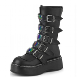 Funki Buys | Boots | Women's Cosplay Mid-Calf Buckle Strap Boots