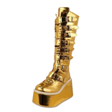 Funki Buys | Boots | Women's Gold Buckle Strap Platform Boots