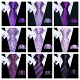Funki Buys | Neckties | Men's 3pcs Silk Floral Purple Tie Set