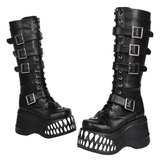Funki Findz | Boots | Women's Gothic Punk Teeth Wedge Boots