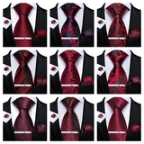 Funki Buys | Neckties | Men's Formal 4pcs Silk Red Tie Set