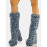 Funki Buys | Boots | Women's Knee-High Fuzzy Platform Boots