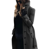 Funki Buys | Jackets | Women's Wool Blend Stand Collar Coat