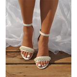 Funki Buys | Shoes | Women's Bridal Prom Sandals | Satin Pearl