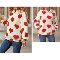 Funki Buys | Sweaters | Women's Hooded Love Print Winter Pullover