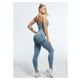 Women's High Waist Soft Smile Yoga Pants - Blue - Fitness Leggings - XXL - Polyester Spandex - image 23