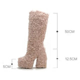 Funki Buys | Boots | Women's Knee-High Fuzzy Platform Boots