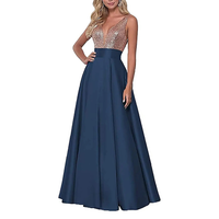 Funki Buys | Dresses | Women's Satin Sequin Evening Dress