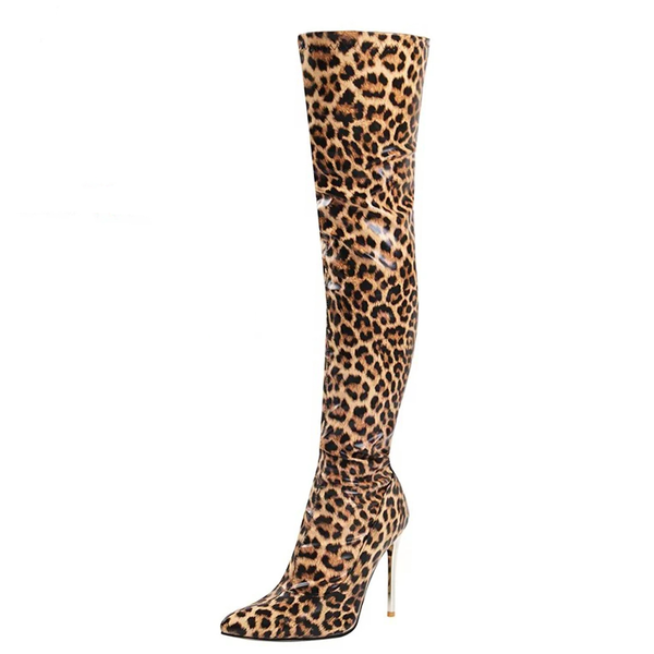 Funki Buys | Boots | Women's Faux Leather Leopard Print Boots