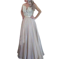 Funki Buys | Dresses | Women's Chiffon Lace Prom Dress | Beaded Gown