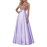 Funki Buys | Dresses | Women's Satin Sequin Evening Dress