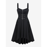 Funki Buys | Dresses | Women's Gothic Buckled Strap Lace Up Midi Dress