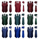 Funki Buys | Vests | Men's 5 Pcs Classic Silk Paisley Tie Vest Set