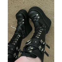 Funki Buys | Boots | Women's Goth Punk Platform Boots | Lace Up Wedges