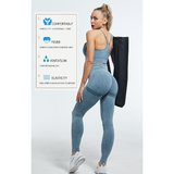 Women's High Waist Soft Smile Yoga Pants - Blue - Fitness Leggings - XXL - Polyester Spandex - image 26