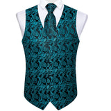 Funki Buys | Vests | Men's 4 Pcs Luxury Teal Blue Tie Vest Set