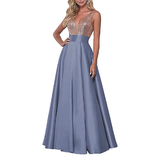 Funki Buys | Dresses | Women's Satin Sequin Evening Dress