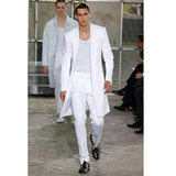 Funki Buys | Suits | Men's White Long Jacket 2 Pcs Wedding Tuxedos