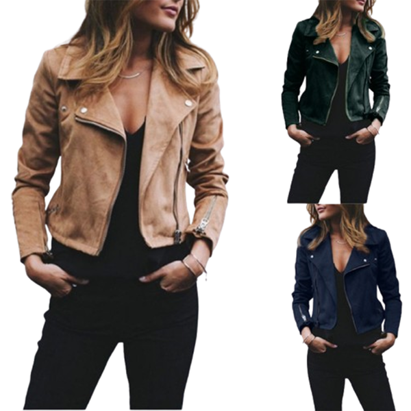 Funki Buys | Jackets | Women's Diagonal Zipper Short Jacket