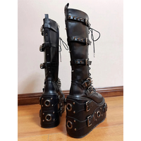 Funki Findz | Boots | Women's Gothic Buckle Rivet Wedge Boots