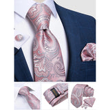Funki Buys | Neckties | Men's Stylish 3 Pcs Pink Paisley Tie Set
