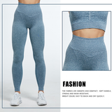 Women's High Waist Soft Smile Yoga Pants - Blue - Fitness Leggings - XXL - Polyester Spandex - image 22