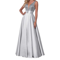Funki Buys | Dresses | Women's Satin Sequin Evening Dress