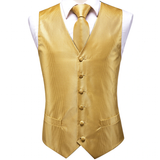 Funki Buys | Vests | Men's 4 Pcs Formal Gold Vest Tie Set