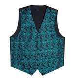 Funki Buys | Vests | Men's 4 Pcs Luxury Teal Blue Tie Vest Set