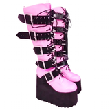 Funki Buys | Boots | Women's Pink Mary Jane Stud Platform Lace-up Boot