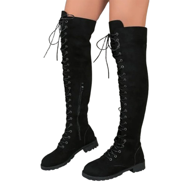 Funki Buys | Boots | Women's Lace Up Over Knee Suede Boots