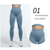 Women's High Waist Soft Smile Yoga Pants - Blue - Fitness Leggings - XXL - Polyester Spandex - image 28