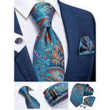 Funki Buys | Neckties | Men's Stylish 3 Pcs Blue Floral Tie Set