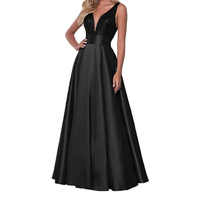 Funki Buys | Dresses | Women's Satin Sequin Evening Dress