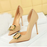 Funki Buys | Shoes | Women's Square Buckle Cut Out Pumps