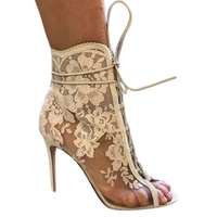Funki Buys | Shoes | Women's Floral Lace Mesh Ankle Boots | Bridal