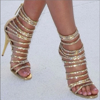 Funki Buys | Shoes | Women's Bling Gold Crystal Sandals | Stilettos