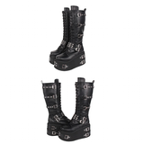Funki Findz | Boots | Women's Gothic Buckle Rivet Wedge Boots