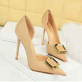 Funki Buys | Shoes | Women's Square Buckle Cut Out Pumps