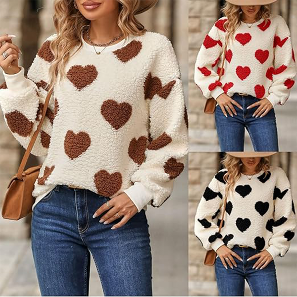 Funki Buys | Sweaters | Women's Plush Fuzzy Heart Pullover