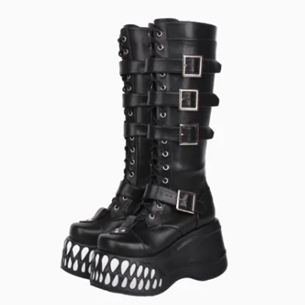 Funki Findz | Boots | Women's Gothic Punk Teeth Wedge Boots